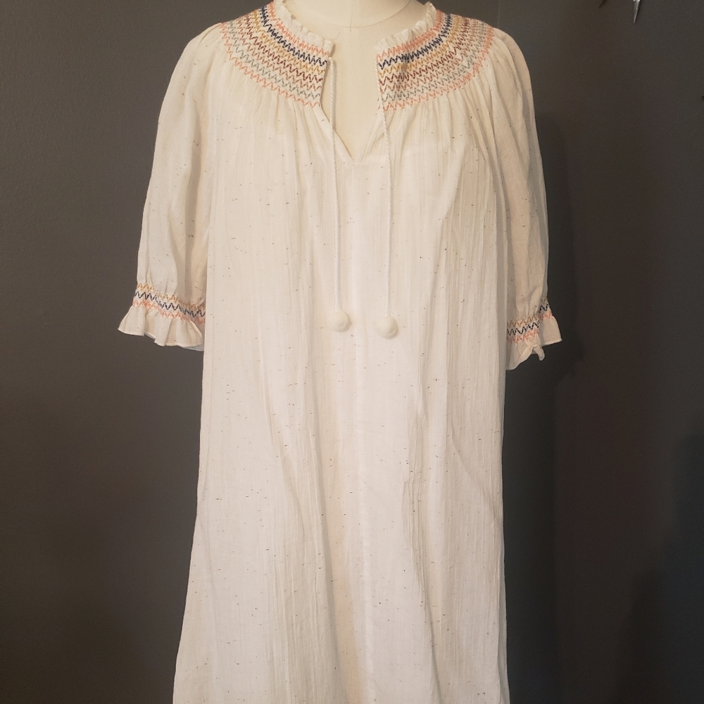 Madewell Rainbow Smocked Trapeze Dress L NEW L3449 - Picture 6 of 12